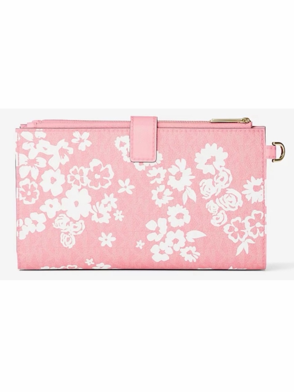 MICHAEL KORS Double Zip Printed Signature Logo Wristlet Wallet Carnation - Picture 6 of 12